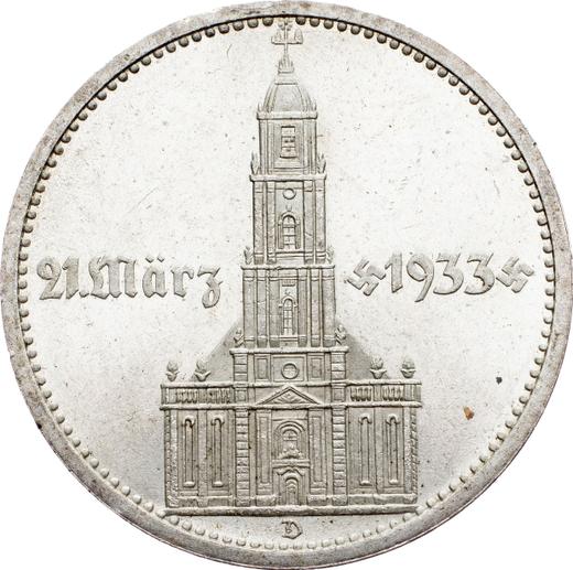 Obverse 5 Reichsmark 1934 D "Garrison Church (with date)" - Silver Coin Value - Germany, Third Reich