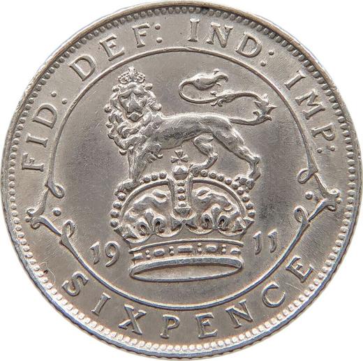 Reverse Sixpence 1911 - Silver Coin Value - United Kingdom, George V