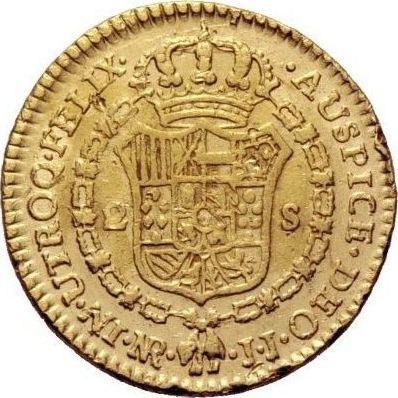 Reverse 2 Escudos 1781 NR JJ - Gold Coin Value - Colombia, Charles III