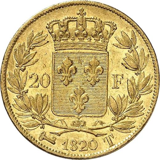 Reverse 20 Francs 1820 T "Type 1816-1824" - Gold Coin Value - France, Louis XVIII