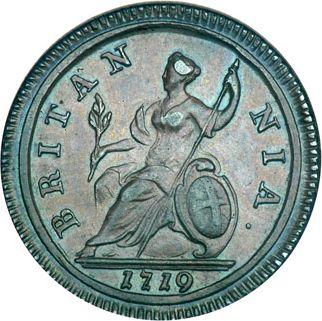 Reverso Medio Penique 1719 "Primer busto laureado" - valor de la moneda  - Gran Bretaña, Jorge I