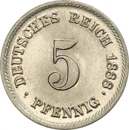 Avers 5 Pfennig 1888 F "Typ 1874-1889" - Münze Wert - Deutschland, Deutsches Kaiserreich