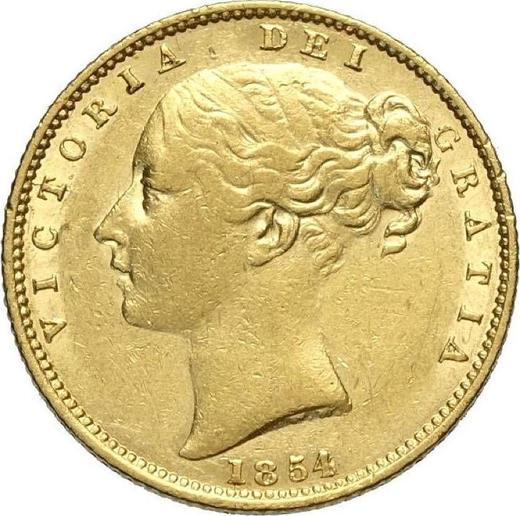Avers Sovereign 1854 WW "Wappen" "WW" erhabene - Goldmünze Wert - Großbritannien, Victoria
