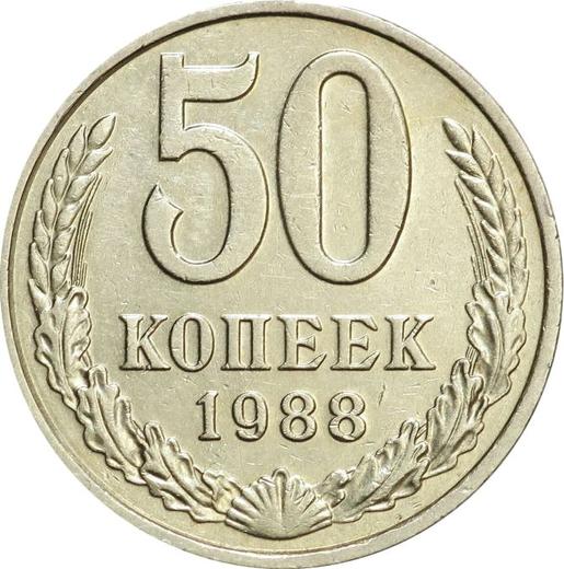Reverse 50 Kopeks 1988 -  Coin Value - Russia, Soviet Union - USSR