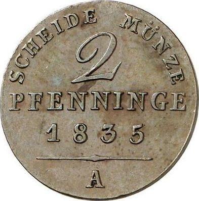 Reverse 2 Pfennig 1835 A -  Coin Value - Prussia, Frederick William III