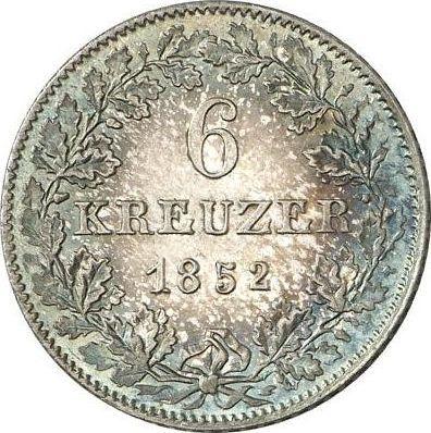 Reverso 6 Kreuzers 1852 "Tipo 1852-1856" - valor de la moneda de plata - Fráncfort del Meno, Ciudad Libre