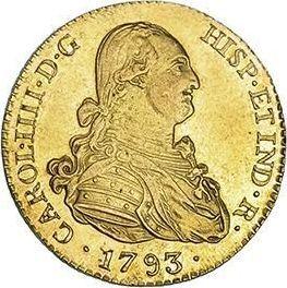 Anverso 2 escudos 1793 M M - valor de la moneda de oro - España, Carlos IV
