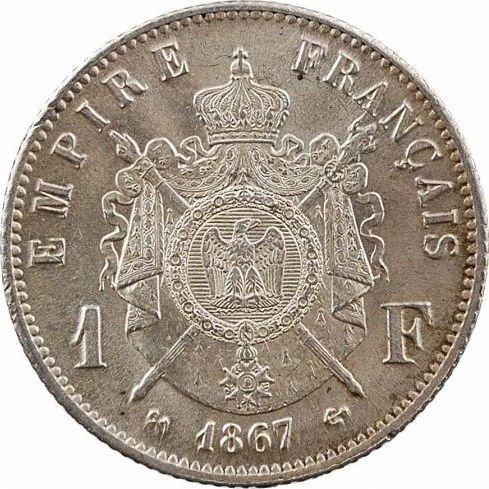 Revers 1 Franken 1867 K "Typ 1866-1870" - Silbermünze Wert - Frankreich, Napoleon III