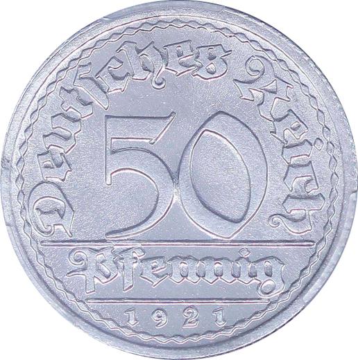 Obverse 50 Pfennig 1921 J -  Coin Value - Germany, Weimar Republic