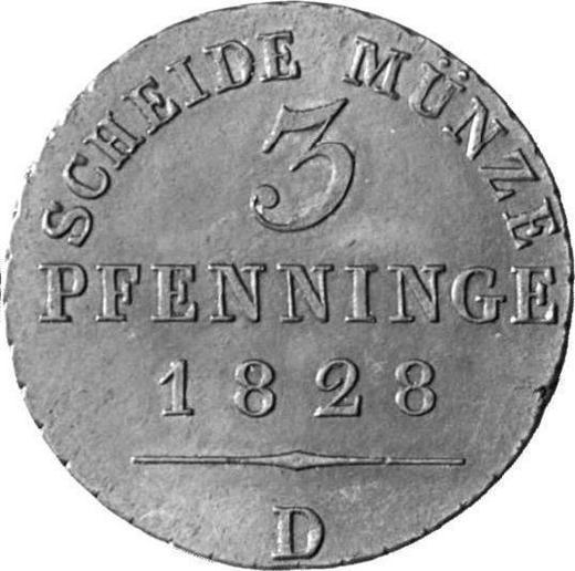 Reverse 3 Pfennig 1828 D -  Coin Value - Prussia, Frederick William III