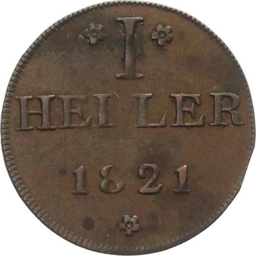 Реверс монеты - 1 гелер 1821 года F G.B. - цена монеты - Франкфурт-на-Майне, Вольный город