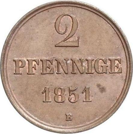 Reverse 2 Pfennig 1851 B - Coin Value - Hanover, Ernest Augustus