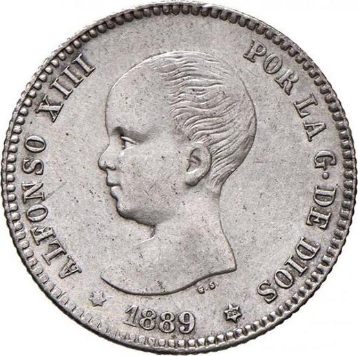 Obverse 1 Peseta 1889 MPM - Silver Coin Value - Spain, Alfonso XIII