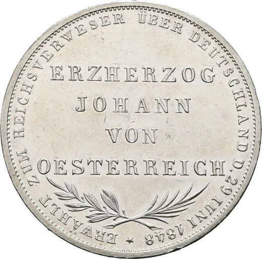 Reverse 2 Gulden 1848 "Election of the Austrian prince" - Silver Coin Value - Frankfurt am Main, Free City
