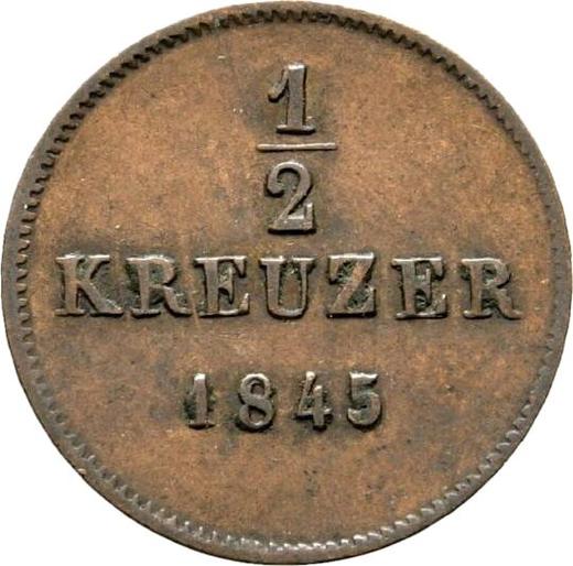 Reverso Medio kreuzer 1845 "Tipo 1840-1856" - valor de la moneda  - Wurtemberg, Guillermo I
