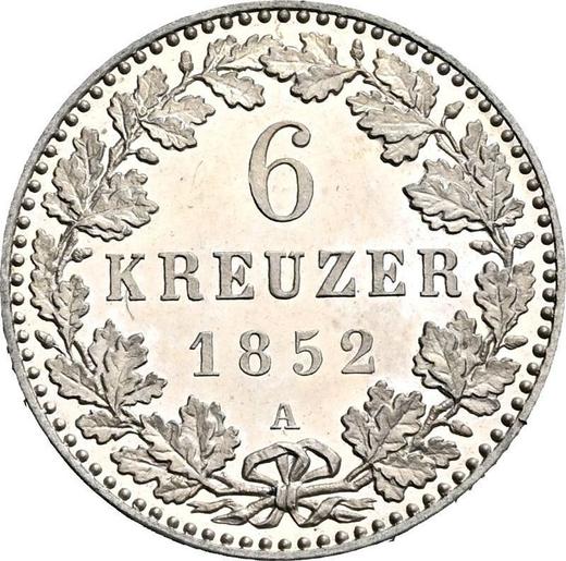 Reverso 6 Kreuzers 1852 A - valor de la moneda de plata - Hohenzollern-Sigmaringen, Federico Guillermo IV
