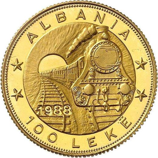 Obverse 100 Lekë 1988 "Railroad" - Gold Coin Value - Albania, People's Republic