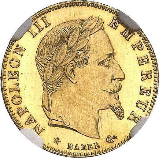 Anverso 5 francos 1868 A "Tipo 1862-1869" Acuñación unilateral - valor de la moneda de oro - Francia, Napoleón III Bonaparte