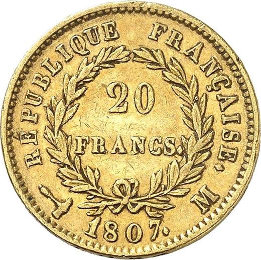 Reverse 20 Francs 1807 M "Type 1806-1807" - Gold Coin Value - France, Napoleon I