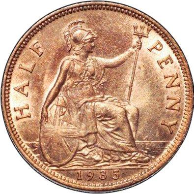 Reverse Halfpenny 1935 -  Coin Value - United Kingdom, George V