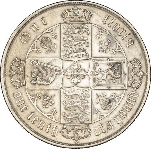 Revers 2 Schilling (Florin) 1873 WW "Gotisch" - Silbermünze Wert - Großbritannien, Victoria