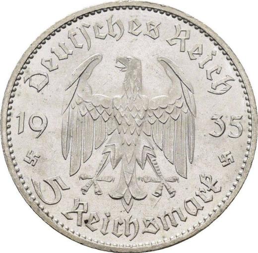 Reverse 5 Reichsmark 1935 E "Garrison Church (undated)" - Silver Coin Value - Germany, Third Reich