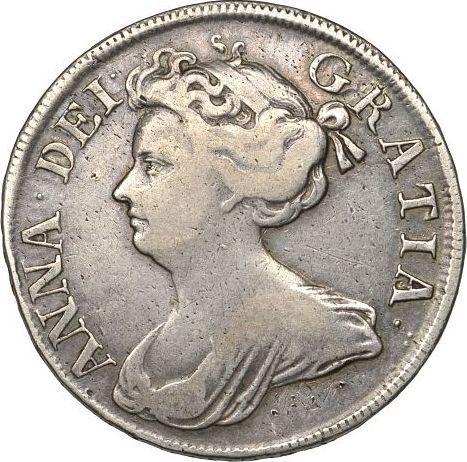 Anverso Media corona 1712 Rosas y plumas en ángulos - valor de la moneda de plata - Gran Bretaña, Ana