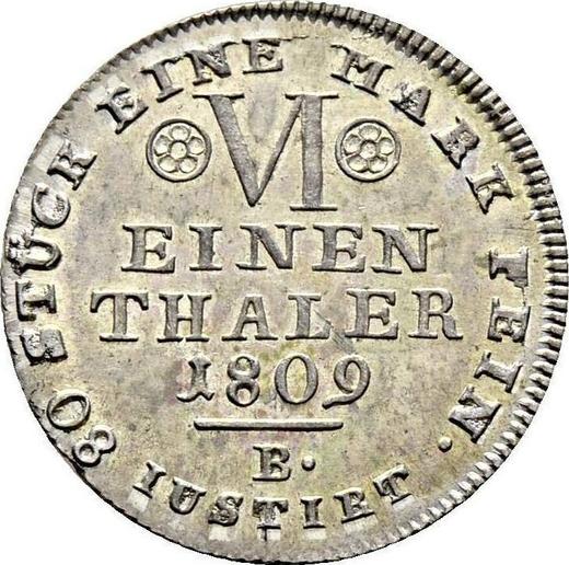 Rewers monety - 1/6 talara 1809 B - cena srebrnej monety - Westfalia, Hieronim Napoleon