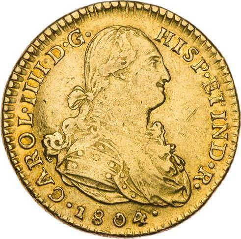 Obverse 2 Escudos 1804 P JF - Gold Coin Value - Colombia, Charles IV