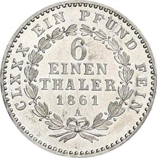 Reverse 1/6 Thaler 1861 A - Silver Coin Value - Anhalt-Bernburg, Alexander Karl