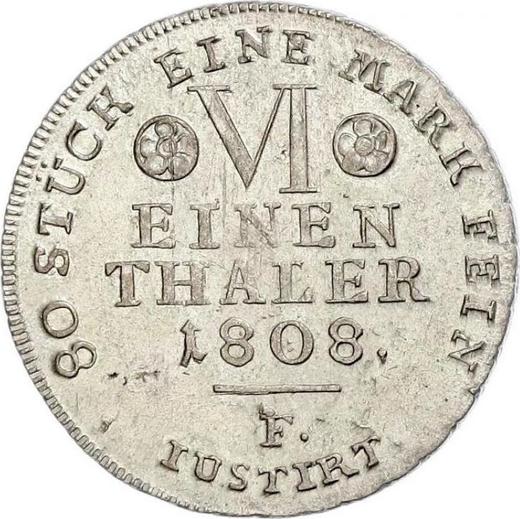 Реверс монеты - 1/6 талера 1808 года F "Тип 1808-1813" - цена серебряной монеты - Вестфалия, Жером Наполеон