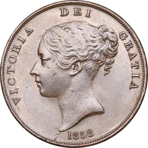 Anverso Penique 1858 WW "Tipo 1839-1860" - valor de la moneda  - Gran Bretaña, Victoria