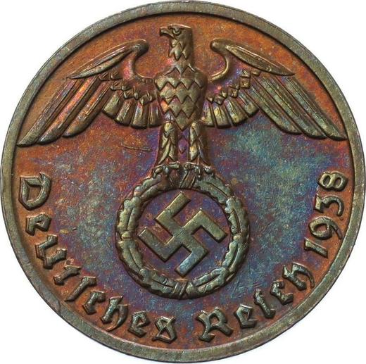 Reverse 1 Reichspfennig 1938 J "Type 1936-1940" -  Coin Value - Germany, Third Reich