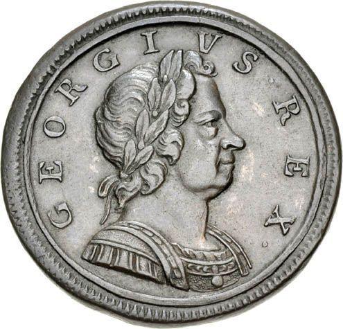 Аверс монеты - 1/2 пенни 1719 года "Второй тип" - цена  монеты - Великобритания, Георг I