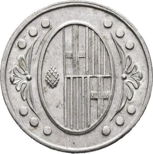 Awers monety - 1 peseta bez daty (1936-1939) "L'Ametlla del Vallès" Nominał literowy - cena  monety - Hiszpania, II Rzeczpospolita