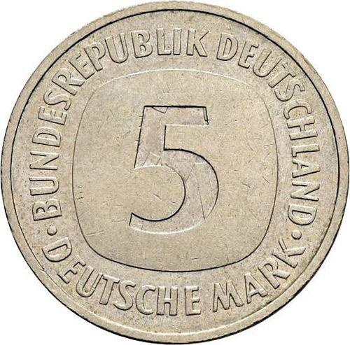 Avers 5 Mark 1992 D Lichtenrader Prägung - Münze Wert - Deutschland, BRD