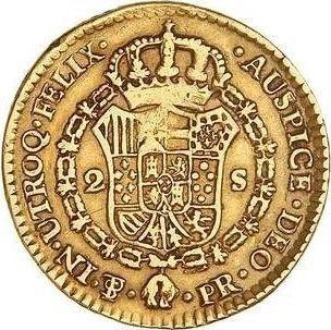 Reverse 2 Escudos 1791 PTS PR - Gold Coin Value - Bolivia, Charles IV