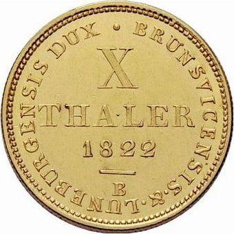 Reverse 10 Thaler 1822 B - Gold Coin Value - Hanover, George IV