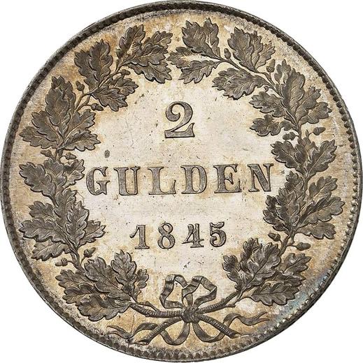 Rewers monety - 2 guldeny 1845 - cena srebrnej monety - Frankfurt nad Menem, Wolne Miasto