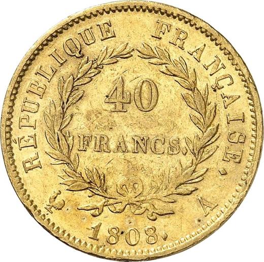 Reverse 40 Francs 1808 A "Type 1807-1808" - Gold Coin Value - France, Napoleon I