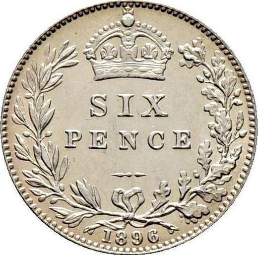 Reverse Sixpence 1896 TB - Silver Coin Value - United Kingdom, Victoria
