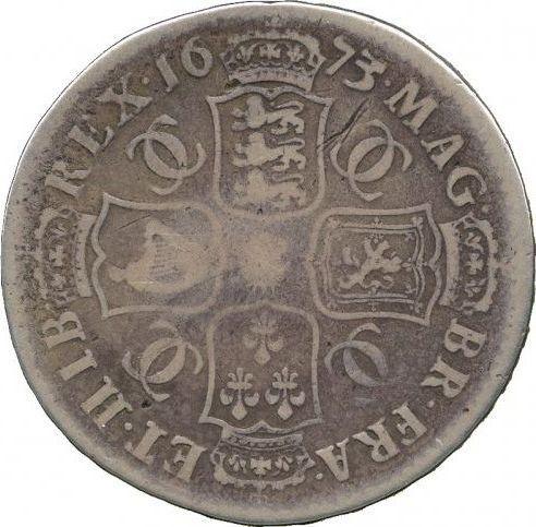 Reverse Halfcrown 1673 "Fourth laureate bust" Plume below bust only - Silver Coin Value - United Kingdom, Charles II