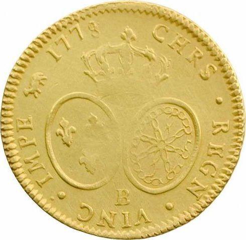 Reverse Double Louis d'Or 1778 B - Gold Coin Value - France, Louis XVI
