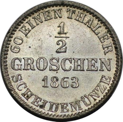Reverso Medio grosz 1863 B - valor de la moneda de plata - Hannover, Jorge V