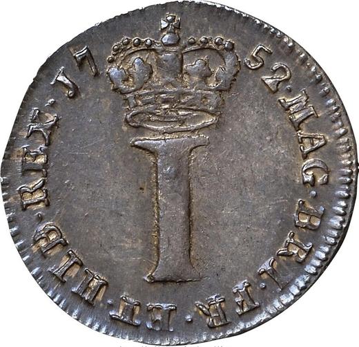Rewers monety - 1 pens 1752 - cena srebrnej monety - Wielka Brytania, Jerzy II