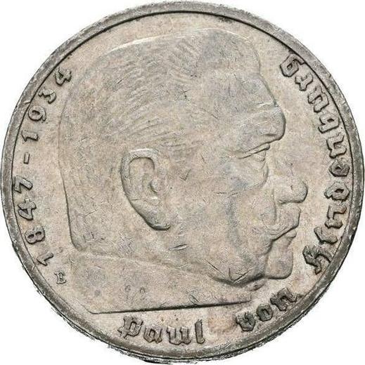 Obverse 5 Reichsmark 1936 E "Type 1936-1939" - Silver Coin Value - Germany, Third Reich