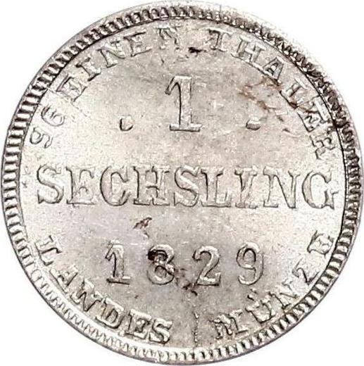 Revers Sechsling 1829 - Silbermünze Wert - Mecklenburg-Schwerin, Friedrich Franz I