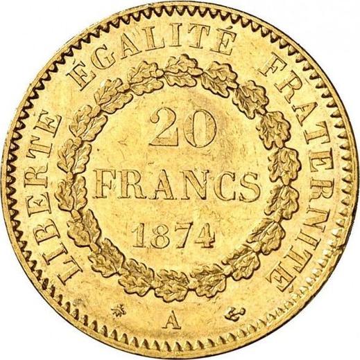 Reverse 20 Francs 1874 A "Type 1871-1898" - Gold Coin Value - France, Third Republic