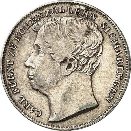 Obverse 1/2 Gulden 1847 D - Silver Coin Value - Hohenzollern-Sigmaringen, Karl