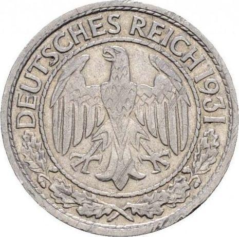 Obverse 50 Reichspfennig 1931 G -  Coin Value - Germany, Weimar Republic